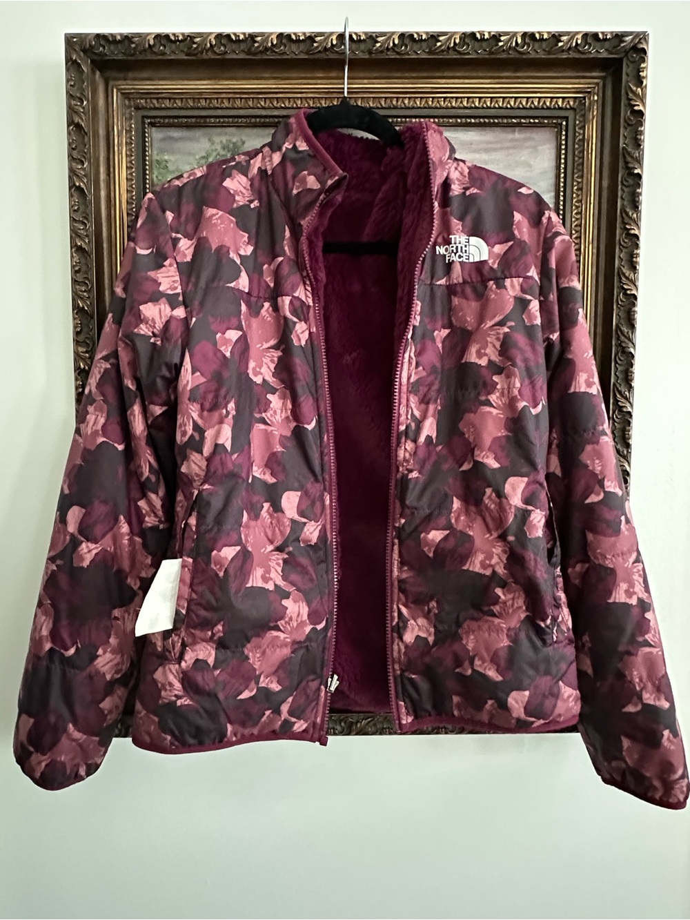 The North Face Girls Floral Quilted Puffer Jacket - Burgundy/Pink
